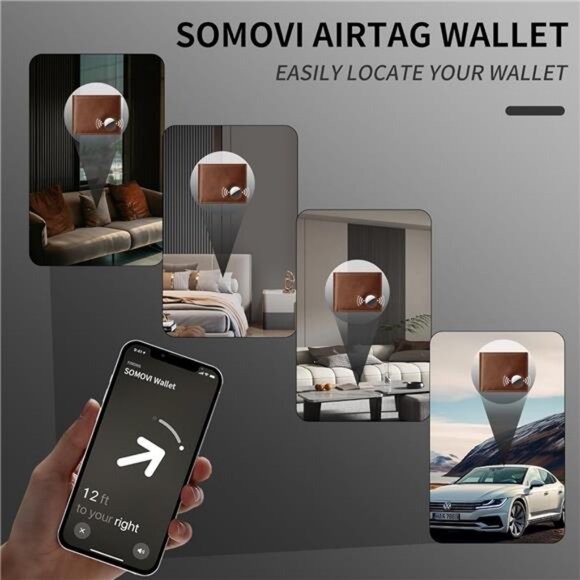 AirTag Wallet Genuine Leather RFID Blocking Wallet with AirTag Holder - - Picture 6 of 7